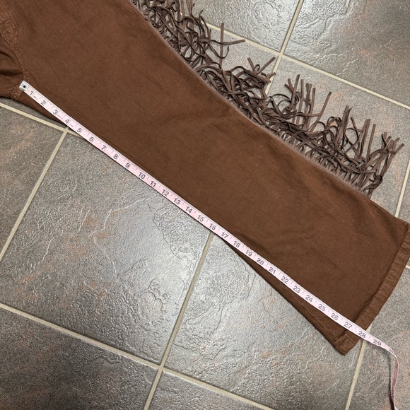 NEW Oyrosy Vintage Western Fringe Flared Jeans Brown Small - Picture 11 of 13